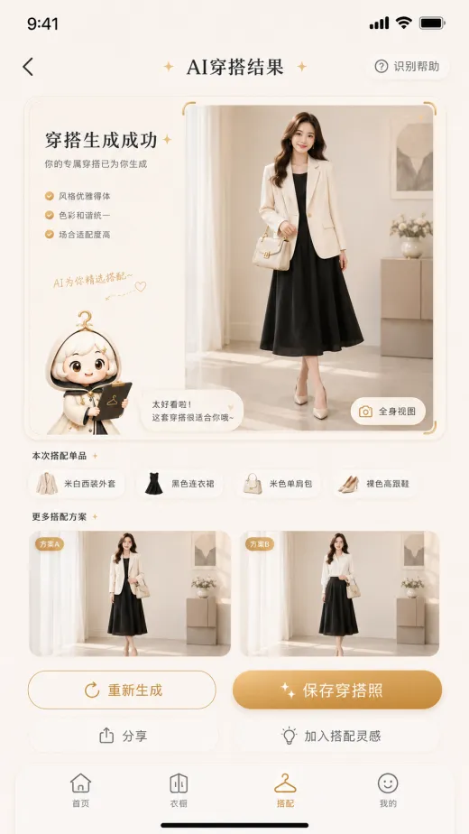 AI 穿搭生成功能界面